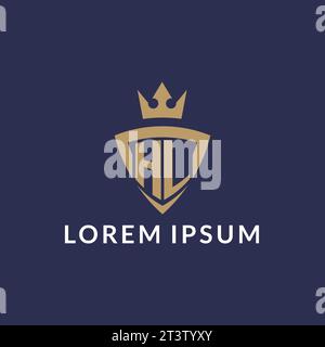 HL logo with shield and crown, monogram initial logo style vector file Stock Vector