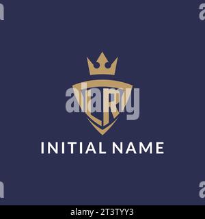 LR logo with shield and crown, monogram initial logo style vector file Stock Vector