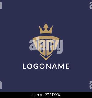 BG logo with shield and crown, monogram initial logo style vector file Stock Vector
