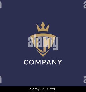 LM logo with shield and crown, monogram initial logo style vector file Stock Vector