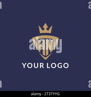 HN logo with shield and crown, monogram initial logo style vector file Stock Vector