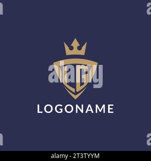LG logo with shield and crown, monogram initial logo style vector file Stock Vector