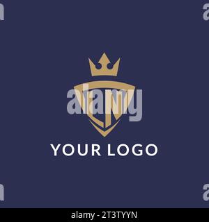 LN logo with shield and crown, monogram initial logo style vector file Stock Vector