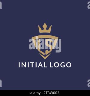 LS logo with shield and crown, monogram initial logo style vector file Stock Vector