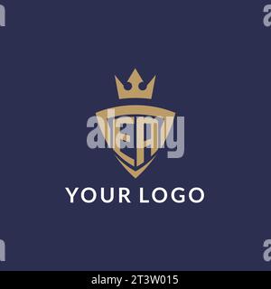 EA logo with shield and crown, monogram initial logo style vector file Stock Vector