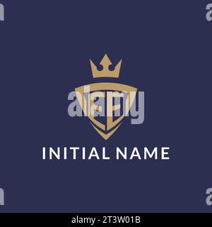 EE logo with shield and crown, monogram initial logo style vector file Stock Vector