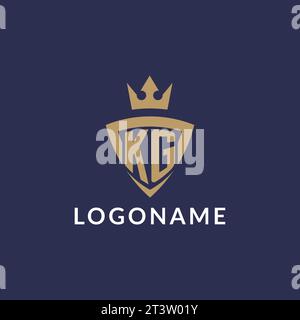 KG logo with shield and crown, monogram initial logo style vector file Stock Vector