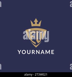 EV logo with shield and crown, monogram initial logo style vector file Stock Vector