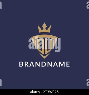 DU logo with shield and crown, monogram initial logo style vector file Stock Vector
