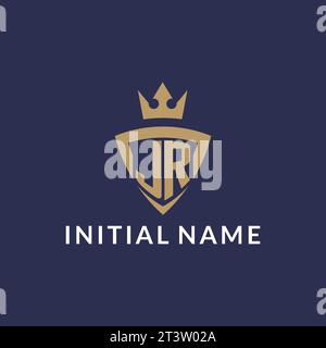 JR logo with shield and crown, monogram initial logo style vector file Stock Vector