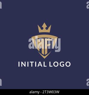 MF logo with shield and crown, monogram initial logo style vector file Stock Vector