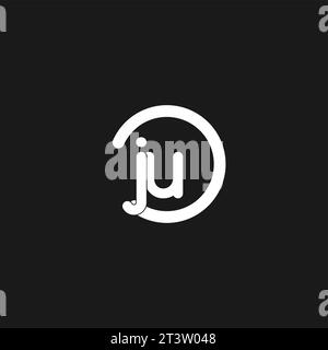 Initials JU logo monogram with simple circles lines vector graphic Stock Vector