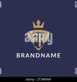 FH logo with shield and crown, monogram initial logo style vector file Stock Vector