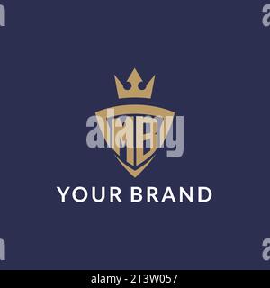 MB logo with shield and crown, monogram initial logo style vector file Stock Vector