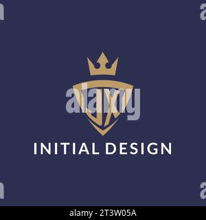 JX logo with shield and crown, monogram initial logo style vector file Stock Vector