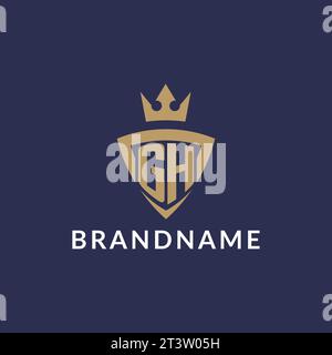 GH logo with shield and crown, monogram initial logo style vector file Stock Vector