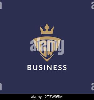 GQ logo with shield and crown, monogram initial logo style vector file Stock Vector
