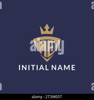 ME logo with shield and crown, monogram initial logo style vector file Stock Vector