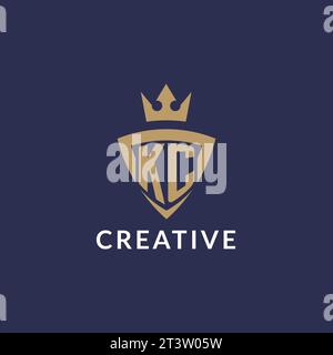 KC logo with shield and crown, monogram initial logo style vector file Stock Vector