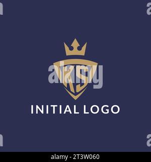 KS logo with shield and crown, monogram initial logo style vector file Stock Vector