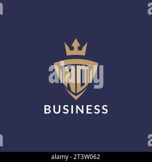 ND logo with shield and crown, monogram initial logo style vector file Stock Vector