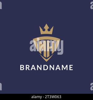 MH logo with shield and crown, monogram initial logo style vector file Stock Vector