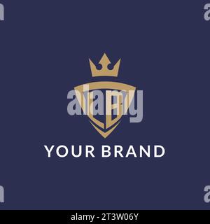 LB logo with shield and crown, monogram initial logo style vector file Stock Vector
