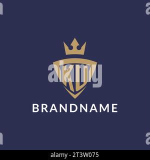 KU logo with shield and crown, monogram initial logo style vector file Stock Vector