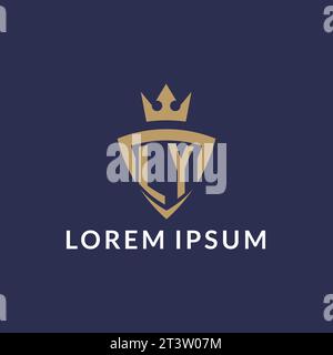 LY logo with shield and crown, monogram initial logo style vector file Stock Vector