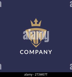 NM logo with shield and crown, monogram initial logo style vector file Stock Vector