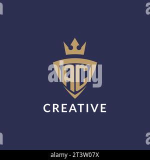 AC logo with shield and crown, monogram initial logo style vector file Stock Vector