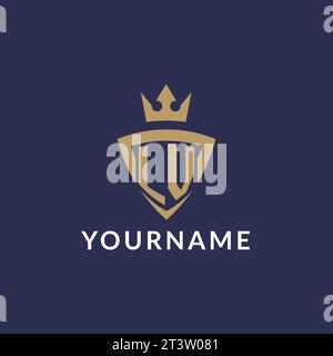 LV logo with shield and crown, monogram initial logo style vector file Stock Vector