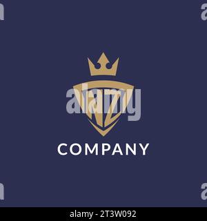 NZ logo with shield and crown, monogram initial logo style vector file Stock Vector
