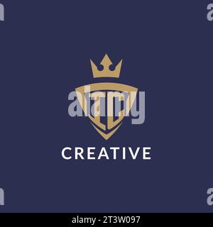 IC logo with shield and crown, monogram initial logo style vector file Stock Vector