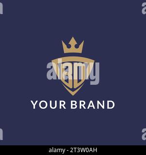 BO logo with shield and crown, monogram initial logo style vector file Stock Vector