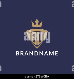 BU logo with shield and crown, monogram initial logo style vector file Stock Vector