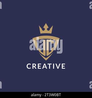 JC logo with shield and crown, monogram initial logo style vector file Stock Vector