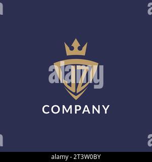 JZ logo with shield and crown, monogram initial logo style vector file Stock Vector