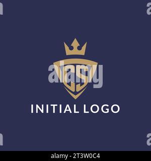 CS logo with shield and crown, monogram initial logo style vector file Stock Vector