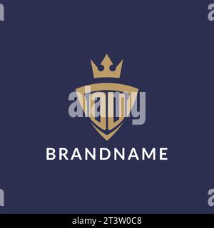 OU logo with shield and crown, monogram initial logo style vector file Stock Vector