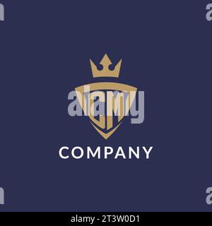 CM logo with shield and crown, monogram initial logo style vector file Stock Vector
