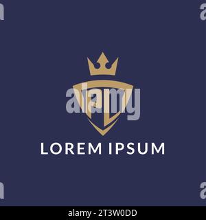 PL logo with shield and crown, monogram initial logo style vector file Stock Vector