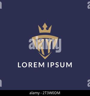 KY logo with shield and crown, monogram initial logo style vector file Stock Vector