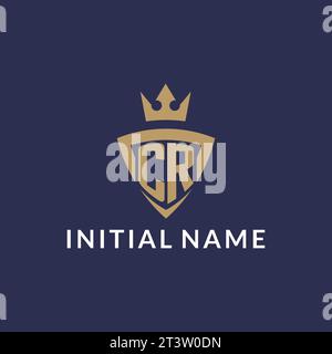 CR monogram logo initial with crown and shield guard shape style vector ...