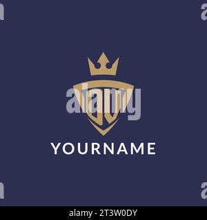 OV logo with shield and crown, monogram initial logo style vector file Stock Vector