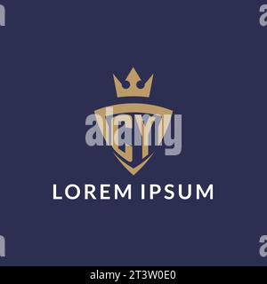 CY logo with shield and crown, monogram initial logo style vector file Stock Vector