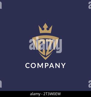 CZ logo with shield and crown, monogram initial logo style vector file Stock Vector