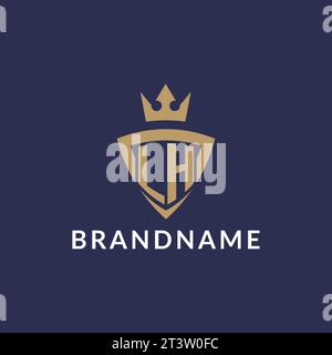 LH logo with shield and crown, monogram initial logo style vector file Stock Vector