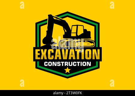 Excavator logo template vector. Heavy equipment logo vector for construction company Stock Vector