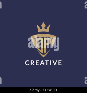 DP logo with shield and crown, monogram initial logo style vector file Stock Vector